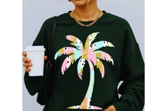 Trendy Pastel Palm Tree PNG | Faux Gold Glitter Tropical Product Image 5