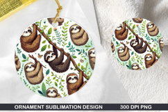 Sloth Stained Glass Ornament PNG ,Digital Download File Product Image 1