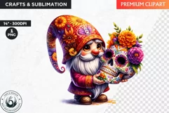 Sugar skull PNG, Mexican Day of the dead Gnome clipart Product Image 1
