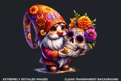 Sugar skull PNG, Mexican Day of the dead Gnome clipart Product Image 2