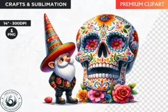 Sugar skull PNG, Mexican Day of the dead Gnome clipart Product Image 1