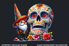 Sugar skull PNG, Mexican Day of the dead Gnome clipart Product Image 2