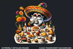 Floral Sugar skull PNG,Mexican Day of the dead Gnome clipart Product Image 2