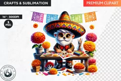 Floral Sugar skull PNG,Mexican Day of the dead Gnome clipart Product Image 1
