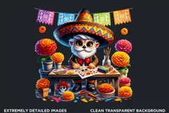 Floral Sugar skull PNG,Mexican Day of the dead Gnome clipart Product Image 2