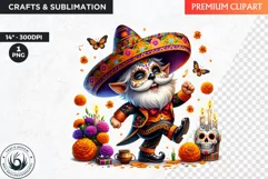 Floral Sugar skull PNG,Mexican Day of the dead Gnome clipart Product Image 1