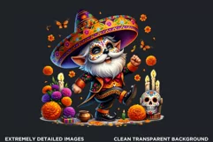 Floral Sugar skull PNG,Mexican Day of the dead Gnome clipart Product Image 2
