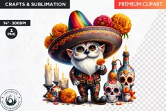 Floral Sugar skull PNG,Mexican Day of the dead Gnome clipart Product Image 1