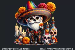 Floral Sugar skull PNG,Mexican Day of the dead Gnome clipart Product Image 2
