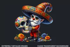 Day of the dead Gnome clipart, sugar skull sublimation gnome Product Image 2