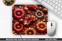 3D Flowers Mouse Pad Sublimation, Flowers Mouse Pad PNG Product Image 1