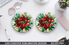 Flowers Car Coaster Sublimation| Christmas Coaster PNG Product Image 1