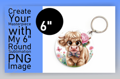 Whimsical Circle PNG Keychain Template , Cute Cow Product Image 1