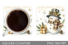 Cute Snowman Coaster Design. Christmas Coaster Sublimation Product Image 1