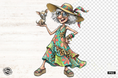 Fashionable Summer Grandma PNG - Summer Clipart Product Image 1