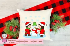 Winter kids Clipart svg, for Silhouette and Cricut Product Image 3