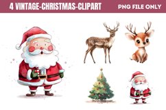 Vintage Christmas Retro Clipart PNG Product Image 1