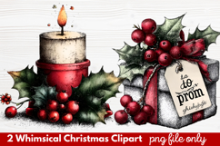 2 Whimsical Christmas Clipart | Cute Holiday PNG Set Product Image 1