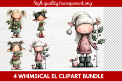 Whimsical Elf Clipart | Cute Christmas Elf PNG Illustration Product Image 1