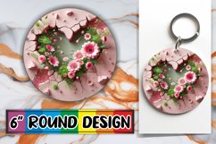 Cheerful Round Keychain PNG, 3D Heart Product Image 1