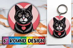 Cozy Round Keychain PNG Magic, Cat Valentin's Day Product Image 1