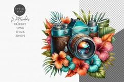 Camera clipart, Holiday clipart, Floral clipart Product Image 1