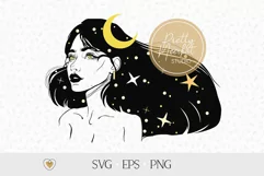 Celestial woman svg, Witch svg, Mystical girl svg, Witchy Product Image 1