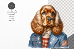 Patriotic clipart, Cocker spaniel clipart, Dog clipart Product Image 1