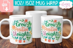 Grow positive thoughts mug wrap PNG, self care mug PNG Product Image 2