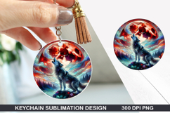 Halloween Wolf Keychain Sublimation -Halloween Keychain PNG Product Image 1