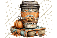 Autumn Library Clipart PNG, Cozy Fall Book Art Product Image 2