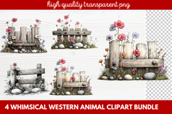 4 Whimsical Western Animal Clipart | Cute Cowboy Animals PNG Product Image 1