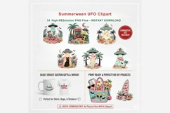 Summerween UFO Clipart Bundle | 14 PNG Files | Cute Spooky Product Image 6