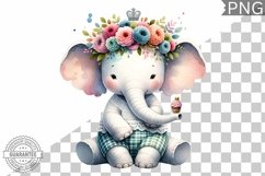 Floral Crown Elephant Sublimation - Clipart Bundle Product Image 6