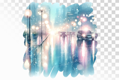 Rainy Road Landscape with Wet Asphalt and Reflections PNG Product Image 1