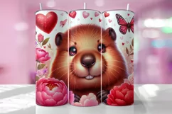 Valentine's Day Beaver Tumbler Wrap Sublimation Design Product Image 1