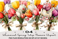 Whimsical Spring Tulip Flowers Clipart Spring PNG Product Image 1