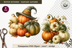 Autumnal Witch Kitchen Clipart cozy Fall PNG sublimation Product Image 1