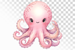 Cute Octopus Marine Animal Pink Tentacles Ocean PNG Summer Product Image 1