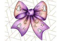 Muted Halloween Bow Clipart, Fall Ribbon PNG Autumn Hair Bow Product Image 2