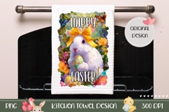 Happy Easter Towel, Colorful Easter Bunny Towel Sublimation Product Image 1