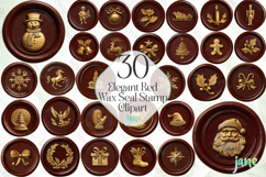 30 Elegant Red Wax Seal Stamp Clipart Bundle Product Image 1