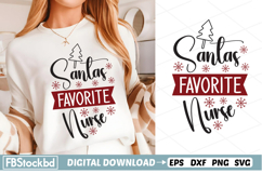 Santas Favorite Nurse SVG, Christmas SVG, Holiday SVG, Merry Product Image 1