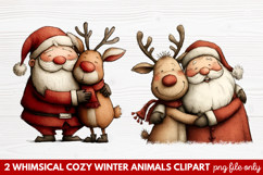 Whimsical Cozy Winter Animals Clipart | Cute Winter Wildlife Product Image 1