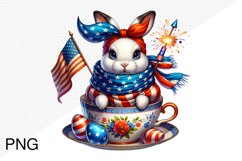 4th Of July Bunny Sublimation Clipart PNG Design Product Image 1