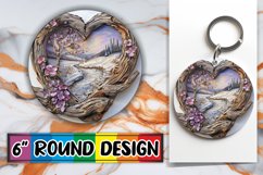 PNG Round Design Sublimation 3D Heart Frame Holiday View Product Image 1
