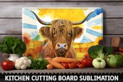 Highland Cow With Sunflowers Cutting Board Product Image 1