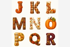 Autumn Alphabet PNG Bundle | 26 Fall Letters, Pumpkin Leaf Product Image 4