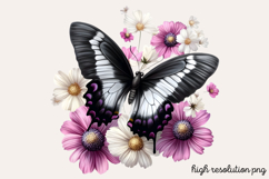 Butterfly Flowers Clipart PNG Product Image 1