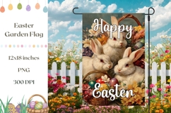 Happy Easter Garden Flag, Easter Basket Garden Flag Print Product Image 1